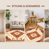 Ultra Soft Area Rug, Non Slip, Stain Resistant, Washable Area Rugs for Living Room, Bedroom, Rustic Ethnic Patterned Elegance(Beige)
