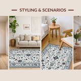Ultra Soft Area Rug, Non Slip, Stain Resistant, Washable Area Rugs for Living Room, Bedroom, Rustic Vintage Tiled Pattern(White)