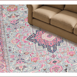 Ultra Soft Area Rug, Non Slip, Stain Resistant, Washable Area Rugs for Living Room, Bedroom, Chic Ethnic Diamond Texture(Gray)