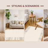 Ultra Soft Area Rug, Non Slip, Stain Resistant, Washable Area Rugs for Living Room, Bedroom, Serene Creamy Tidal Line Artistry(Beige)