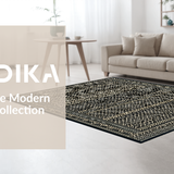 Ultra Soft Area Rug, Non Slip, Stain Resistant, Washable Area Rugs for Living Room, Bedroom, Modern Neutral Tiled Arrangement(Black)