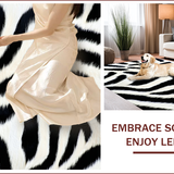 Ultra Soft Area Rug, Non Slip, Stain Resistant, Washable Area Rugs for Living Room, Bedroom, Non-Slip Zebra Print Laundry Mat(Black)