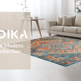 Ultra Soft Area Rug, Non Slip, Stain Resistant, Washable Area Rugs for Living Room, Bedroom, Chic Sky Blue Tiled Aesthetic(Orange)