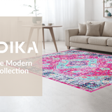 Ultra Soft Area Rug, Non Slip, Stain Resistant, Washable Area Rugs for Living Room, Bedroom, Elegant Abstract Symmetrical Design(Pink)