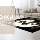 Ultra Soft Area Rug, Non Slip, Stain Resistant, Washable Area Rugs for Living Room, Bedroom, Stylish Monochrome Dragon Symbolism(Black)