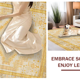 Ultra Soft Area Rug, Non Slip, Stain Resistant, Washable Area Rugs for Living Room, Bedroom, Rustic Neutral Trellis Pattern(Gold)