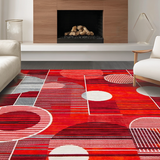 Ultra Soft Area Rug, Non Slip, Stain Resistant, Washable Area Rugs for Living Room, Bedroom, Contemporary Colorful Symmetrical Motif(Red)