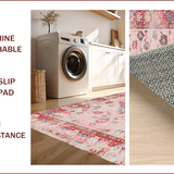 Ultra Soft Area Rug, Non Slip, Stain Resistant, Washable Area Rugs for Living Room, Bedroom, Elegant Vintage Floral Arrangement(Pink)