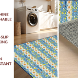 Ultra Soft Area Rug, Non Slip, Stain Resistant, Washable Area Rugs for Living Room, Bedroom, Vibrant Daisy Pattern with Rustic Appeal(Blue)