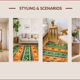 Ultra Soft Area Rug, Non Slip, Stain Resistant, Washable Area Rugs for Living Room, Bedroom, Boho Tribal Distressed Green Orange Living Room Rug(Green)