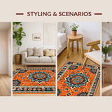 Ultra Soft Area Rug, Non Slip, Stain Resistant, Washable Area Rugs for Living Room, Bedroom, Playful Striped Citrus Theme(Orange)