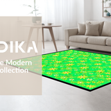 Ultra Soft Area Rug, Non Slip, Stain Resistant, Washable Area Rugs for Living Room, Bedroom, Playful Rounded Floral Theme(Green)