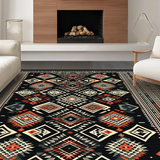 Ultra Soft Area Rug, Non Slip, Stain Resistant, Washable Area Rugs for Living Room, Bedroom, Boho Chic Geometric Motif(Black)