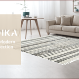 Ultra Soft Area Rug, Non Slip, Stain Resistant, Washable Area Rugs for Living Room, Bedroom, Contemporary Minimalist Symmetrical Design(Black)