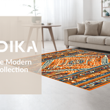 Ultra Soft Area Rug, Non Slip, Stain Resistant, Washable Area Rugs for Living Room, Bedroom, Eclectic Colorful Geometric Motif(Orange)