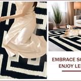 Ultra Soft Area Rug, Non Slip, Stain Resistant, Washable Area Rugs for Living Room, Bedroom, Greek Key Black Stair Treads Stain Resistant(Black)