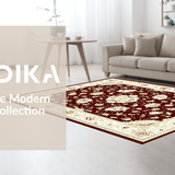 Ultra Soft Area Rug, Non Slip, Stain Resistant, Washable Area Rugs for Living Room, Bedroom, Rustic Elegant Floral Arrangement Design(Red)