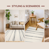 Ultra Soft Area Rug, Non Slip, Stain Resistant, Washable Area Rugs for Living Room, Bedroom, Rustic Toned Striped Texture(Gray)