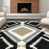 Ultra Soft Area Rug, Non Slip, Stain Resistant, Washable Area Rugs for Living Room, Bedroom, Elegant Neutral Geometric Look(Black)