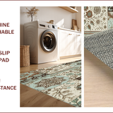 Ultra Soft Area Rug, Non Slip, Stain Resistant, Washable Area Rugs for Living Room, Bedroom, Tribal Soft Washable Kitchen Area Rug with Floral Design(Brown)