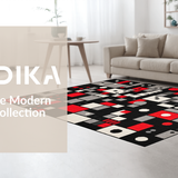 Ultra Soft Area Rug, Non Slip, Stain Resistant, Washable Area Rugs for Living Room, Bedroom, Quirky Black Geometric Motif(Black)