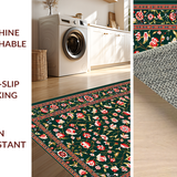 Ultra Soft Area Rug, Non Slip, Stain Resistant, Washable Area Rugs for Living Room, Bedroom, Rustic Faded Ornate Pattern(Green)