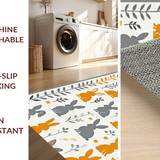 Ultra Soft Area Rug, Non Slip, Stain Resistant, Washable Area Rugs for Living Room, Bedroom, Whimsical Springtime Rabbit Motif(Gray)