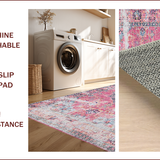 Ultra Soft Area Rug, Non Slip, Stain Resistant, Washable Area Rugs for Living Room, Bedroom, Chic Pastel Distressed Pattern(Pink)