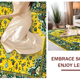 Ultra Soft Area Rug, Non Slip, Stain Resistant, Washable Area Rugs for Living Room, Bedroom, Contemporary Colorful Medallion Theme(Yellow)