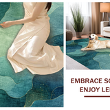 Ultra Soft Area Rug, Non Slip, Stain Resistant, Washable Area Rugs for Living Room, Bedroom, Turtle Tides Coastal Patterned Rug with Underwater Marine Abstract Art(Blue)