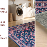 Ultra Soft Area Rug, Non Slip, Stain Resistant, Washable Area Rugs for Living Room, Bedroom, Rustic Modern Colorful Motif(Blue)