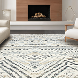 Ultra Soft Area Rug, Non Slip, Stain Resistant, Washable Area Rugs for Living Room, Bedroom, Rustic Textured Circle Design(Beige)
