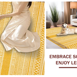 Ultra Soft Area Rug, Non Slip, Stain Resistant, Washable Area Rugs for Living Room, Bedroom, Eclectic Crochet Border Design(Gold)