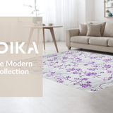 Ultra Soft Area Rug, Non Slip, Stain Resistant, Washable Area Rugs for Living Room, Bedroom, Rustic Light Floral Charm(Purple)