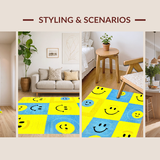 Ultra Soft Area Rug, Non Slip, Stain Resistant, Washable Area Rugs for Living Room, Bedroom, Cheerful Criss-Cross Rainbow Theme(Yellow)