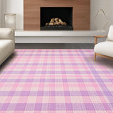 Ultra Soft Area Rug, Non Slip, Stain Resistant, Washable Area Rugs for Living Room, Bedroom, Contemporary Soft Pastel Check(Pink)