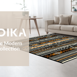 Ultra Soft Area Rug, Non Slip, Stain Resistant, Washable Area Rugs for Living Room, Bedroom, Contemporary Abstract Diamond Motif(Black)