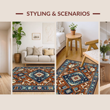 Ultra Soft Area Rug, Non Slip, Stain Resistant, Washable Area Rugs for Living Room, Bedroom, Contemporary Abstract Geometric Style(Brown)