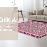 Ultra Soft Area Rug, Non Slip, Stain Resistant, Washable Area Rugs for Living Room, Bedroom, Feminine Fluffy Leopard Charm(Pink)