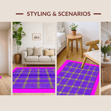 Ultra Soft Area Rug, Non Slip, Stain Resistant, Washable Area Rugs for Living Room, Bedroom, Fun Dynamic Mosaic Visual Appeal(Purple)