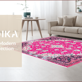 Ultra Soft Area Rug, Non Slip, Stain Resistant, Washable Area Rugs for Living Room, Bedroom, Floral Distressed Washable Rug for Kids Bedroom Decor(Red)