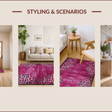 Ultra Soft Area Rug, Non Slip, Stain Resistant, Washable Area Rugs for Living Room, Bedroom, Vibrant Playful Cheetah Theme(Pink)