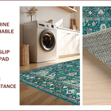 Ultra Soft Area Rug, Non Slip, Stain Resistant, Washable Area Rugs for Living Room, Bedroom, Vibrant Earth Toned Pattern(Blue)