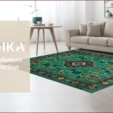 Ultra Soft Area Rug, Non Slip, Stain Resistant, Washable Area Rugs for Living Room, Bedroom, Elegant Distressed Floral Arrangement(Green)