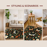Ultra Soft Area Rug, Non Slip, Stain Resistant, Washable Area Rugs for Living Room, Bedroom, Bold Graphic Insect Illustrations(Black)