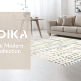 Ultra Soft Area Rug, Non Slip, Stain Resistant, Washable Area Rugs for Living Room, Bedroom, Chic Cream Modern Tiled Arrangement(Beige)