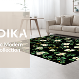 Ultra Soft Area Rug, Non Slip, Stain Resistant, Washable Area Rugs for Living Room, Bedroom, Lush Tropical Leaf Patterned Design(White)