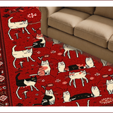 Ultra Soft Area Rug, Non Slip, Stain Resistant, Washable Area Rugs for Living Room, Bedroom, Red Bandana Cat Rug Playful Pet-Friendly Indoor Bathroom Carpet(Red)