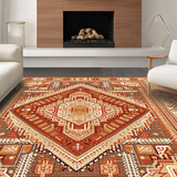 Ultra Soft Area Rug, Non Slip, Stain Resistant, Washable Area Rugs for Living Room, Bedroom, Cozy Textured Vintage Pattern(Orange)