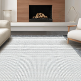 Ultra Soft Area Rug, Non Slip, Stain Resistant, Washable Area Rugs for Living Room, Bedroom, Modern Elegance Black Squares(Gray)